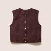 Veste sans manches doubl&eacute;e marron fonc&eacute; femme