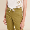 Pantalon coupe mom 7/8&egrave;me vert kaki femme