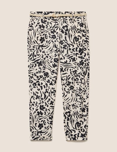 Pantalon coupe chino en lin blanc femme