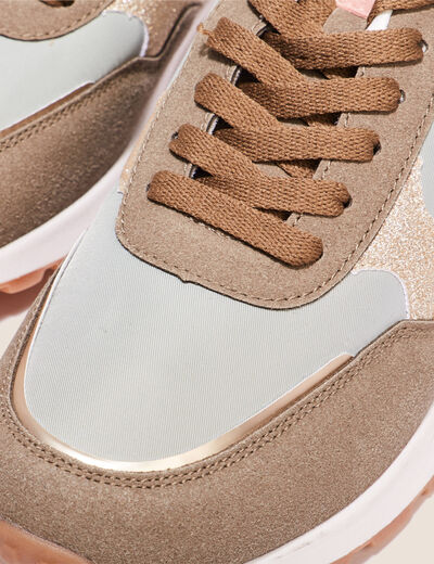Baskets à lacets vert kaki femme