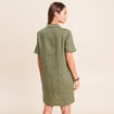 Robe droite courte col chemise vert kaki femme