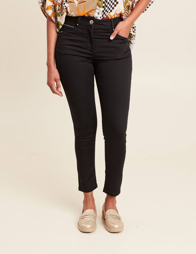 Pantalon ajusté taille haute noir femme