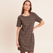 Robe droite courte en maille col rond noir femme