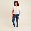Pull court col rond manches courtes ecru femme