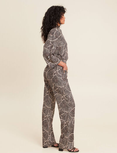 Pantalon flou taille haute noir femme