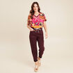 Pantalon coupe mom 7/8&egrave;me bordeaux femme
