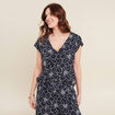 Blouse manches courtes bleu foncé femme