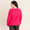 Pull col v rose femme