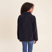 Manteau droit effet mouton bleu fonc&eacute; femme