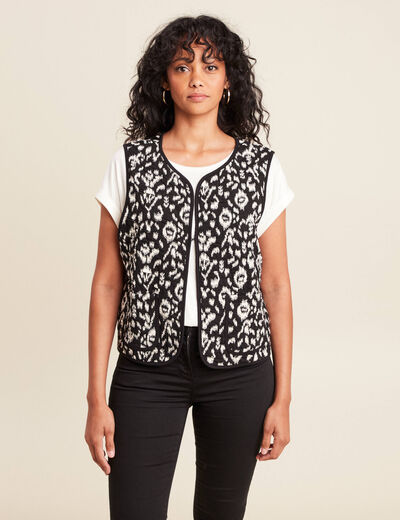 Gilet droit court sans manches noir femme