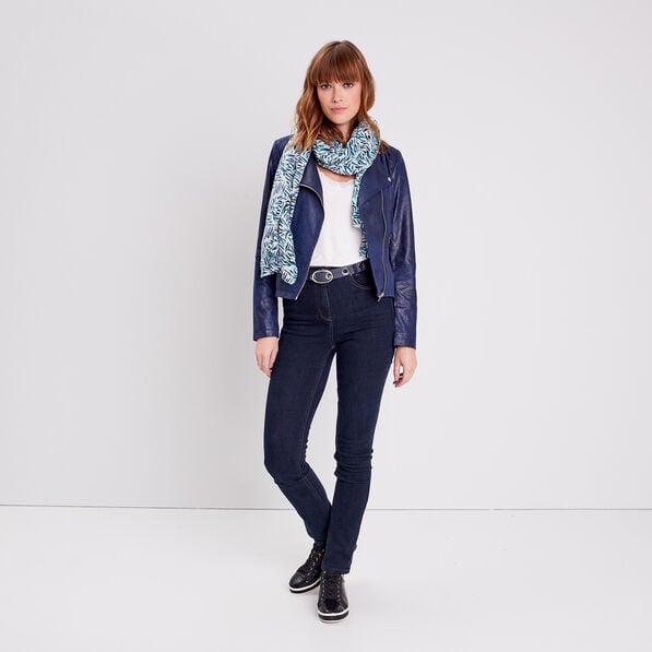 veste droite zippee bleu fonce femme Veste droite zippée bleu foncé femme