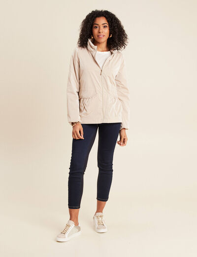Coupe-vent court zippé sable femme