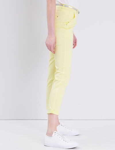 Pantalon chino droit jaune pastel femme
