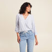 blouse fluide manches 3/4 bleu femme