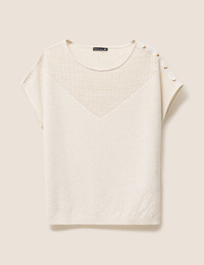 Pull manches courtes ecru femme