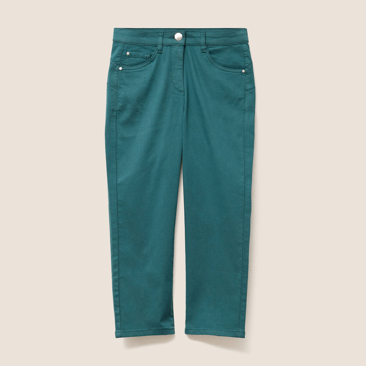 Pantacourt droit taille standard vert femme