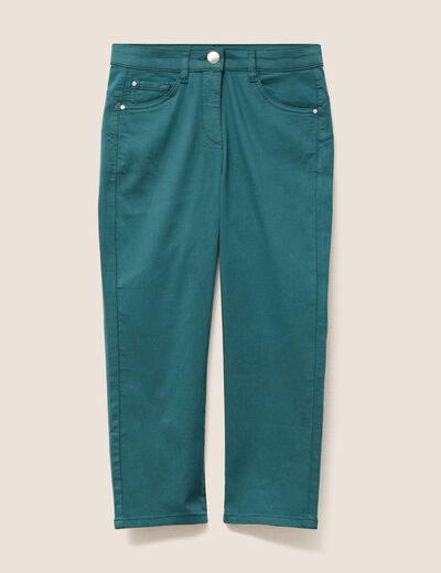 Pantacourt droit taille standard vert femme