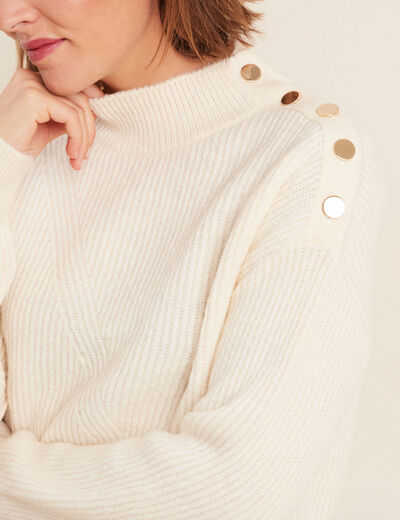 Pull manches longues ecru femme