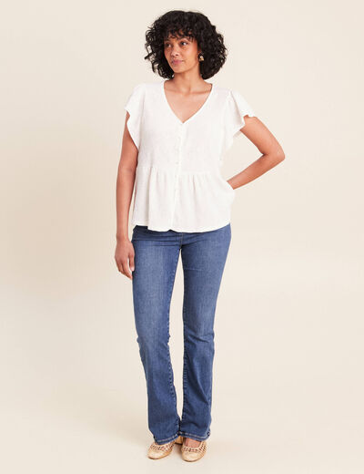 Blouse manches courtes ecru femme