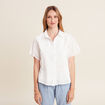 Chemise manches courtes brod&eacute;e ecru femme
