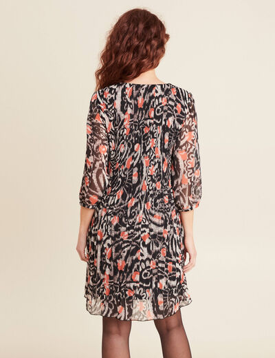 Robe évasée plissée orange femme