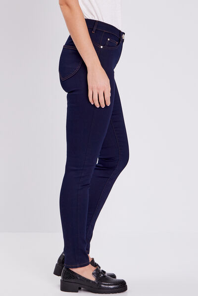 Pantalon léger taille basculée long denim brut femme