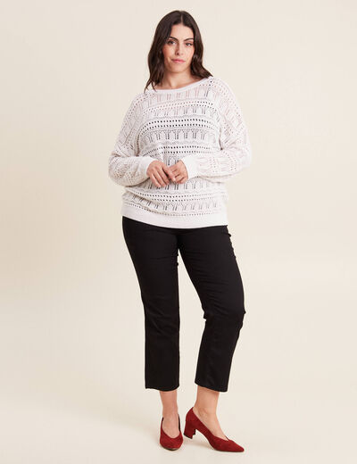 Gilet manches longues ajouré ecru femme