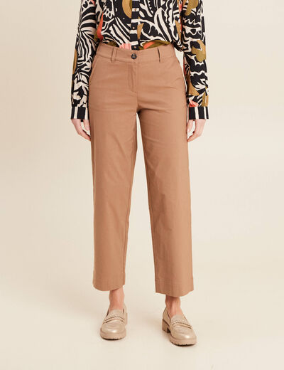 Pantalon large 7/8ème marron femme