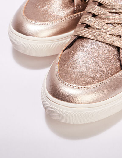 Baskets montantes métallisées rose clair femme