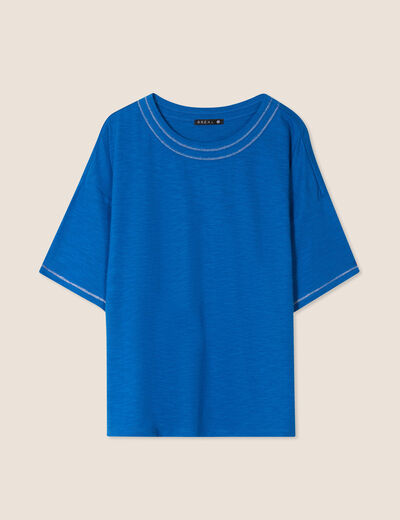 T-shirt manches courtes bleu femme