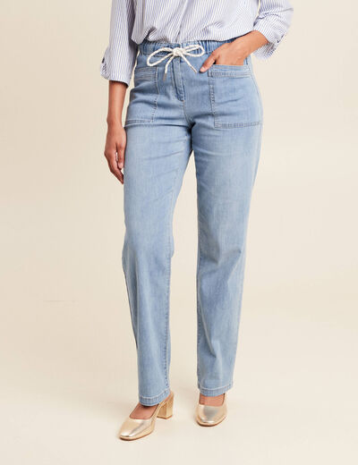 Pantalon jogpant 7/8ème en coton denim double stone femme