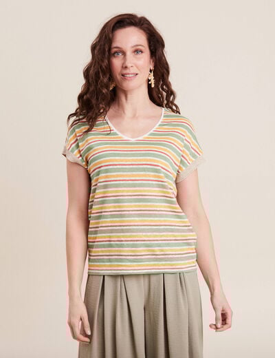 T-shirt manches courtes beige femme