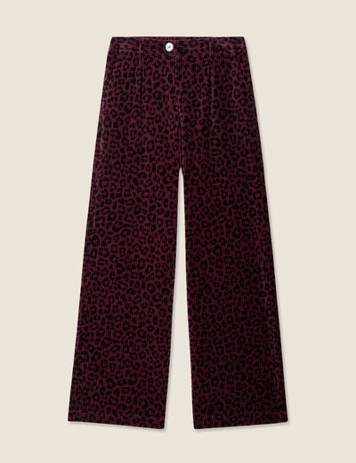 Pantalon large velours marron foncé femme
