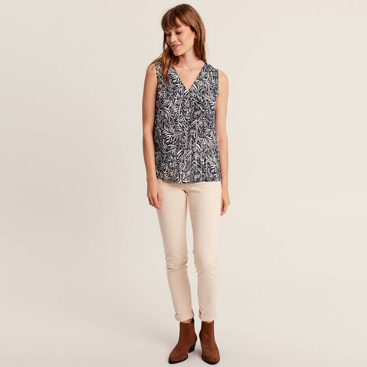 Blouse sans manches bleu femme