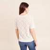 Pull droit court manches courtes ecru femme