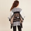Poncho r&eacute;versible ceintur&eacute; noir femme
