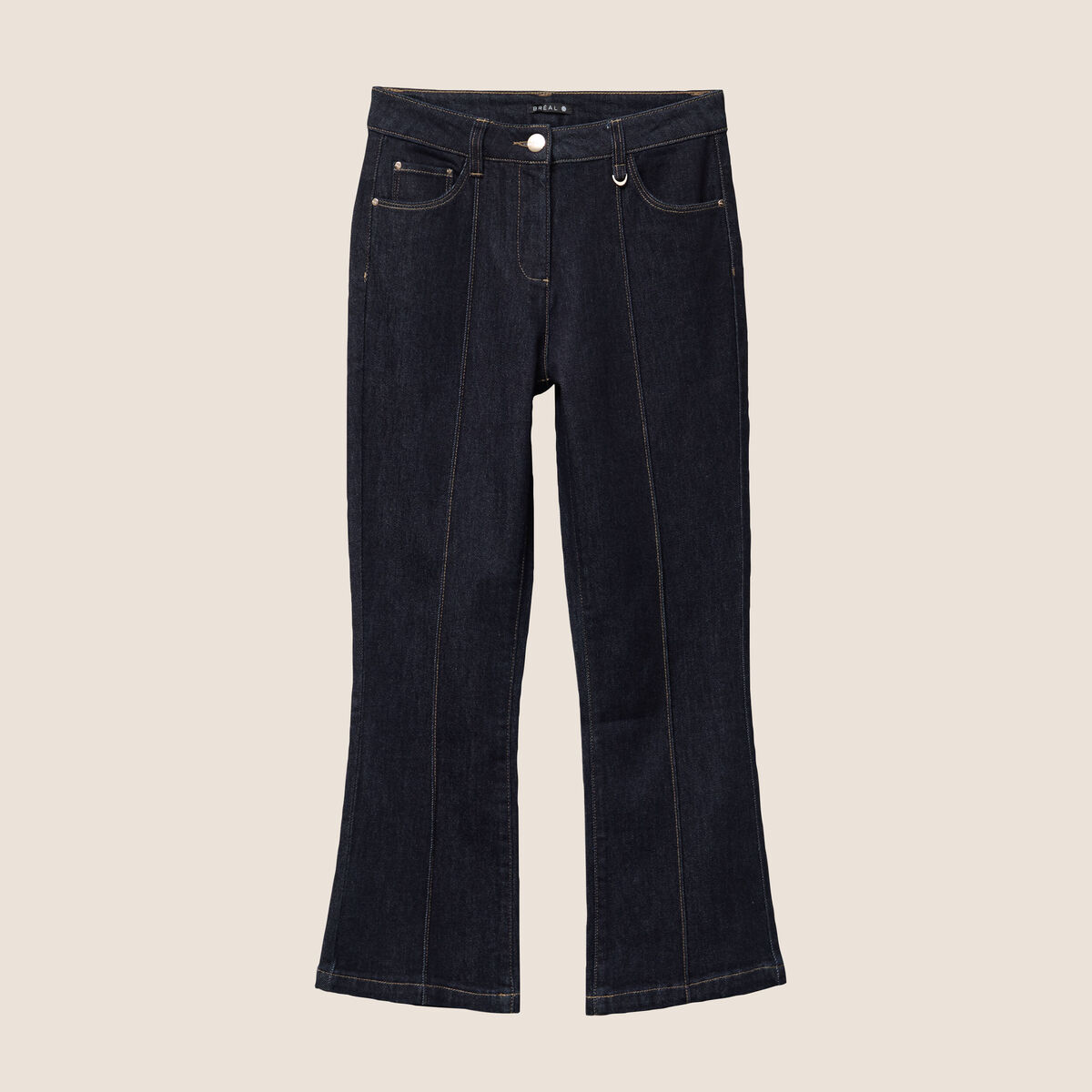 pantalon bootcut 7/8ème taille haute denim brut femme