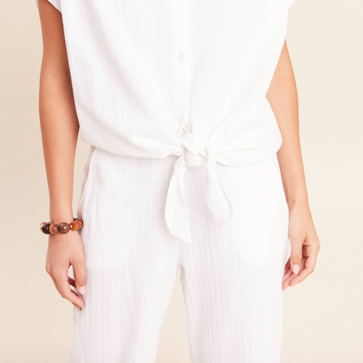 Blouse ample cropped col am&eacute;ricain blanc femme
