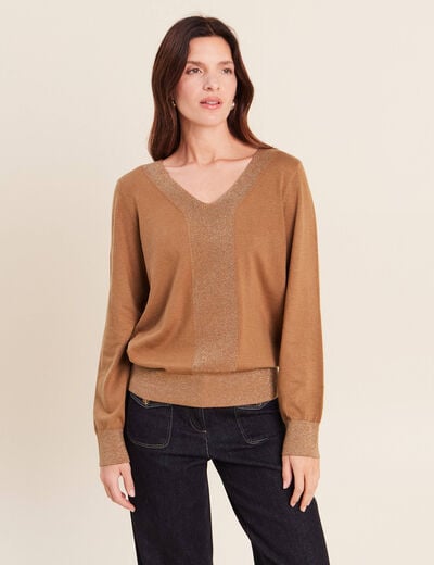 Pull manches longues beige femme