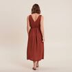 Robe midi évasée satin marron foncé femme