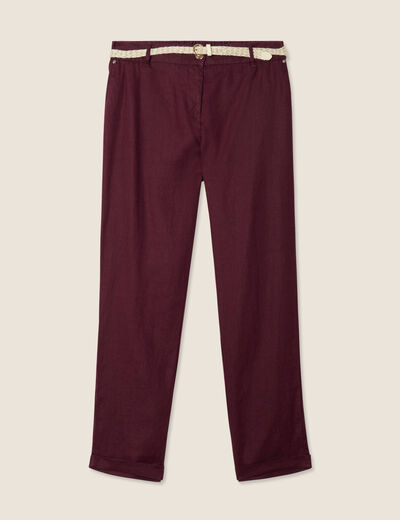 Pantalon flou ceinturé prune femme
