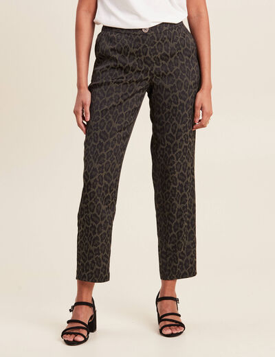 Pantalon flou taille basse vert kaki femme