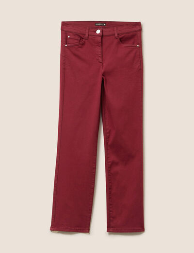 Pantalon droit taille haute 7/8ème bordeaux femme