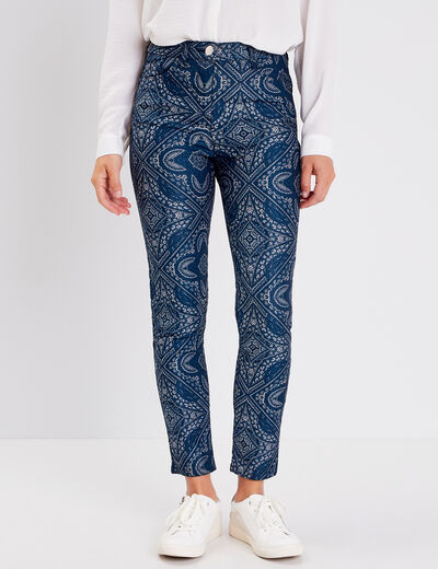 Pantalon ajusté bleu foncé femme