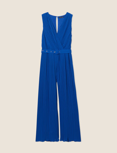 Combinaison pantalon plissée bleu electrique femme