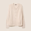 Gilet droit mi-long col rond creme femme