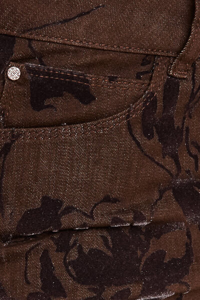 Jean ajusté taille standard marron femme