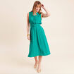 Robe &eacute;vas&eacute;e 3/4 sans manches ceinture vert menthe femme