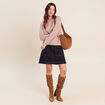 Pull col rond beige femme