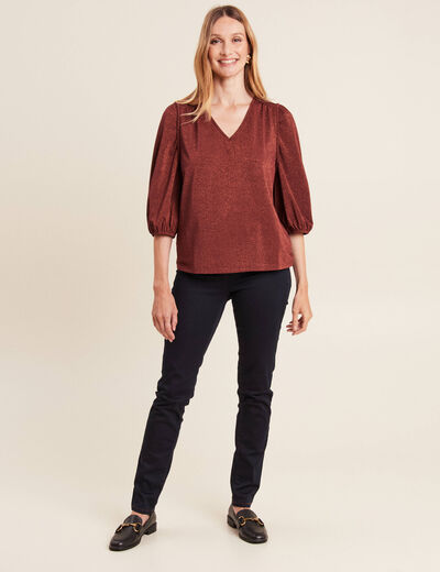 Blouse manches 3/4 couleur cuivre femme